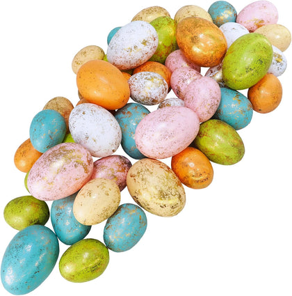 48 Pcs 6 Colors Foam Easter Eggs Assorted Pastel Gold Leaf Easter Eggs Decorative Easter Eggs Gold Speckled Easter
