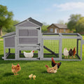 Mobile Chicken Tractor with 2 Nesting Boxes, 81" Large Wooden Chicken Coop for 2-4 Chickens, Predator Proof Poultry