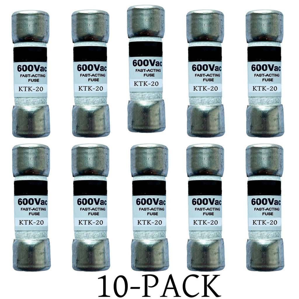 10-Pack New KTK-20 KTK-20A 600Vac Fast Acting Fuse,KTK 20A Class CC Cartridge Fuses