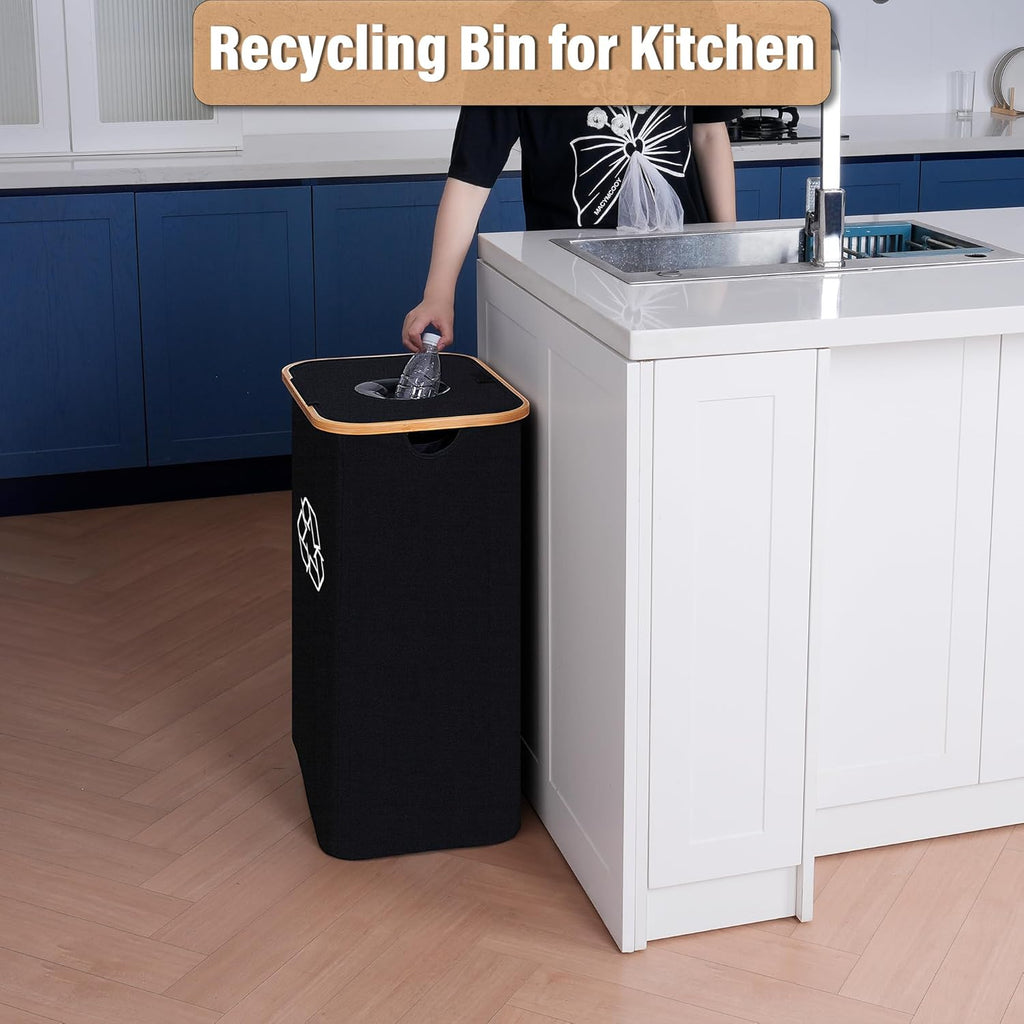 Recycling Bin for Kitchen 26 Gallon, 100L Recycle Bin with 2 Removeable and Reusable Inner Bag, Large Recycling bin