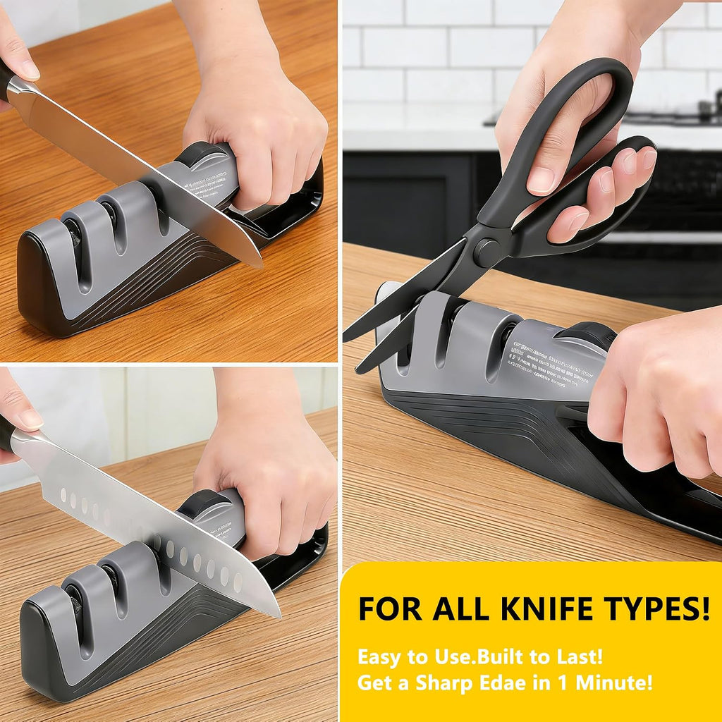 Knife Sharpener, 5 Adjustable Angle, 3 in 1 Professional Chef's Kitchen Knife Accessories, Kitchen Blade & Scissors