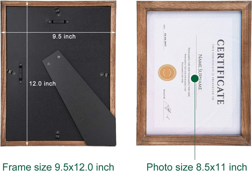 Certificate Frames 8.5 x 11 Picture Frames Diploma Frame with Stand Rustic Wood Document Frame with High Definition
