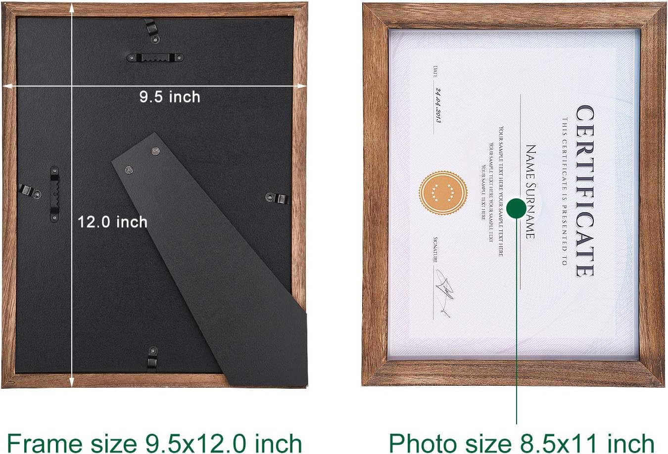Certificate Frames 8.5 x 11 Picture Frames Diploma Frame with Stand Rustic Wood Document Frame with High Definition