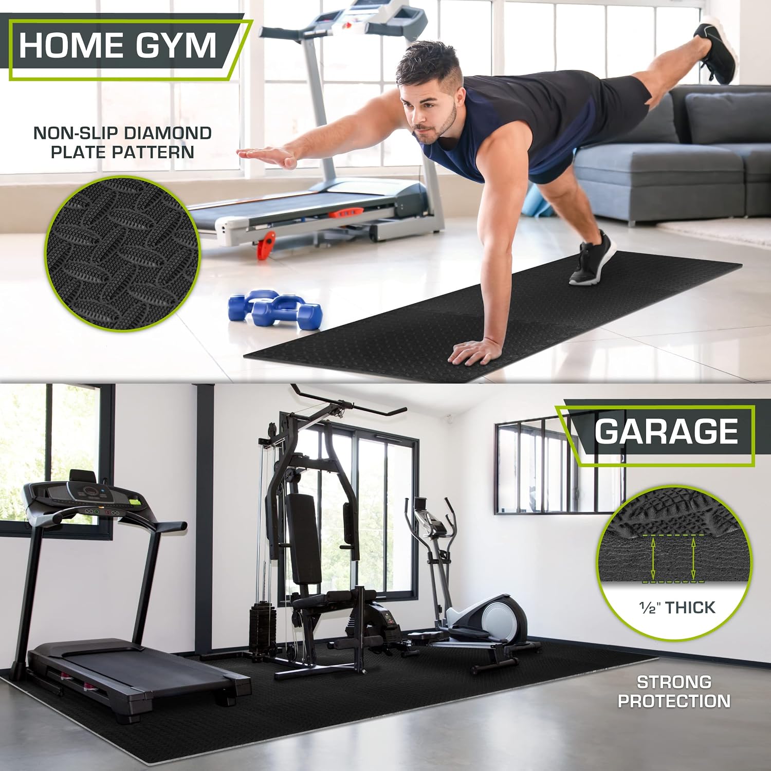 Exercise Puzzle Mat ½-inch, EVA Interlocking Foam Floor Tiles for Home Gym, Workout Equipment, Kids Play Areas