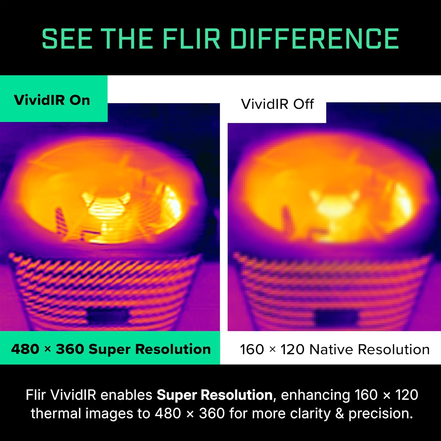 Flir One Pro - Thermal Imaging Camera for iOS Smartphones (iPhone 14 and Older w/Lightning Port), 480x360 Super