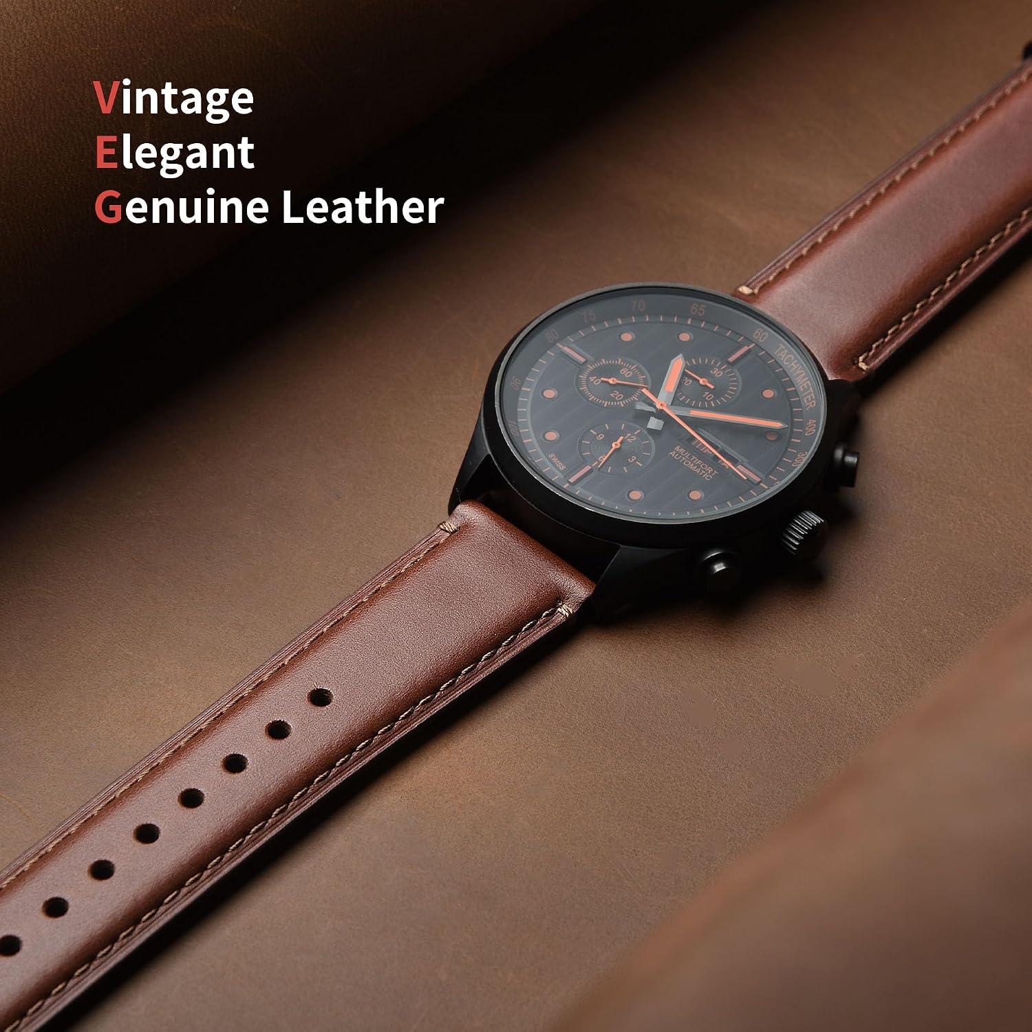 18/19//20/21/22/23/24/26mm Quick Release Leather Watch Band | Burnished Leather Wristband Suitable for Quartz