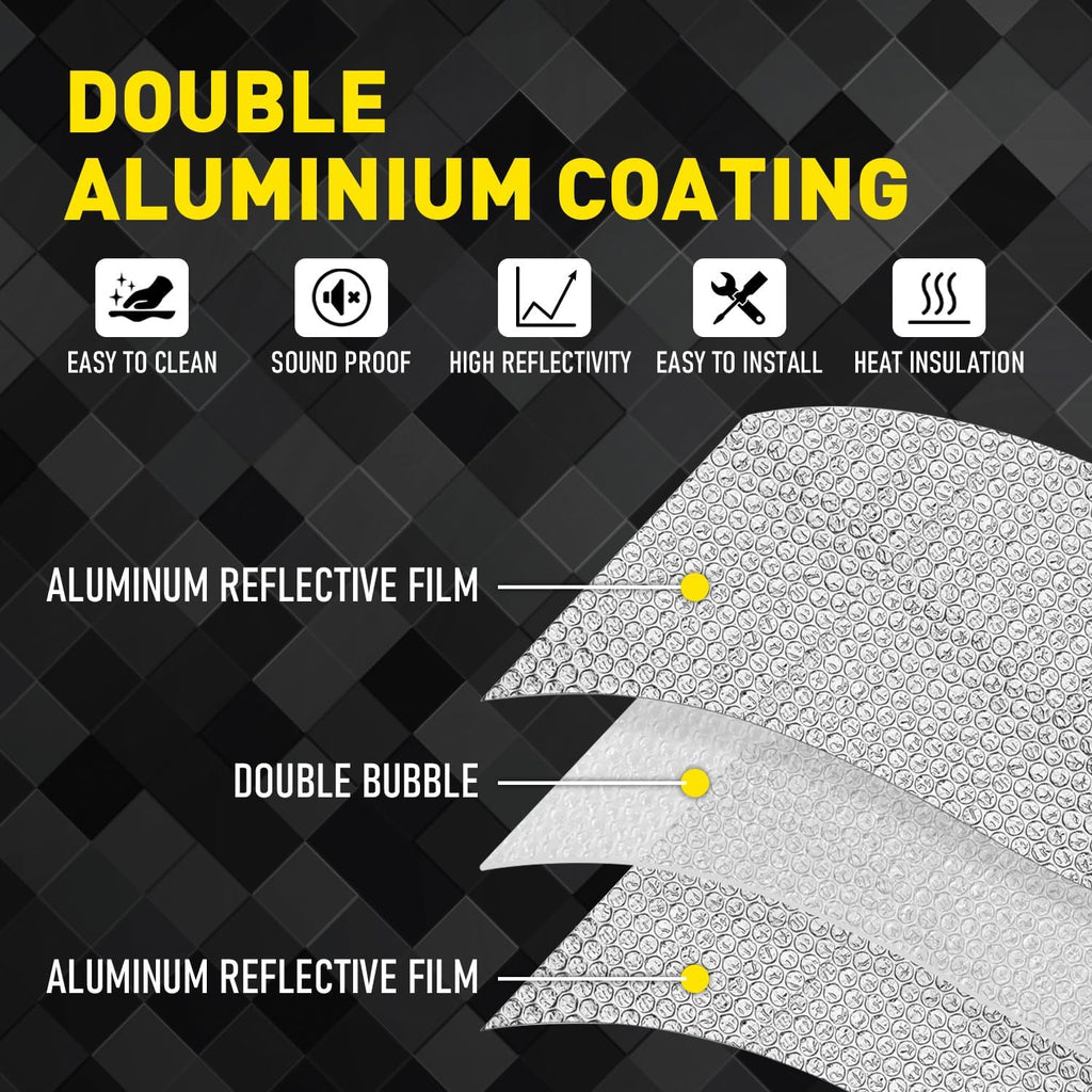 2-Car Garage Door Insulation Kit 16Pcs 24"×48" Reflective Aluminum Foil Double Bubble Panels 6mm Thick Radiant