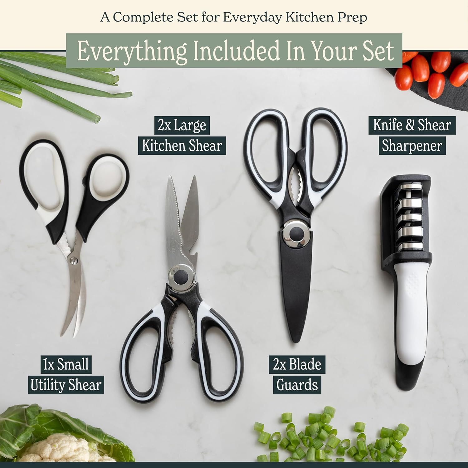 Heavy Duty Kitchen Shears With Sharpener - Lifetime Replacement Warranty* - Multipurpose Stainless Steel Scissors for
