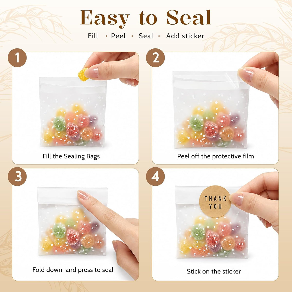 Halloween Cellophane Treat Bags, 100 Pack 4x6 in for Gifting