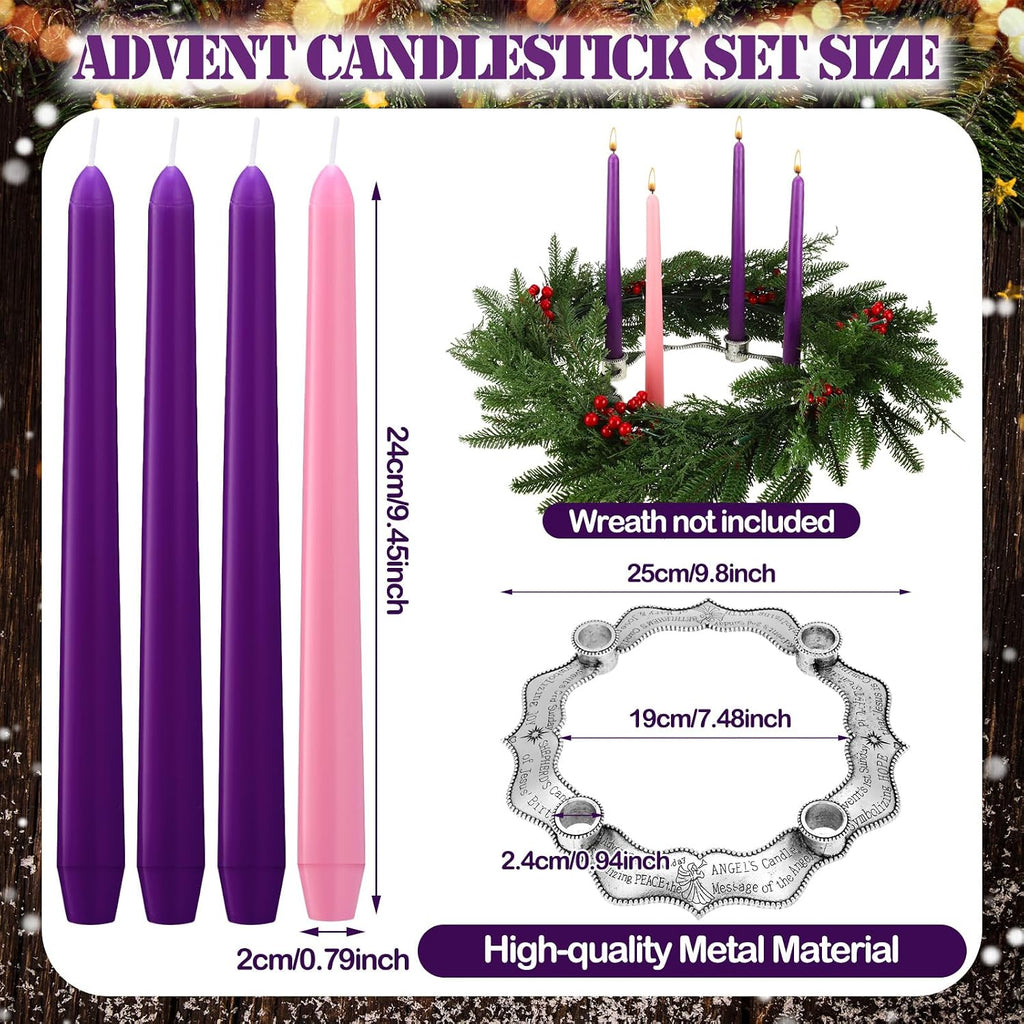 5 Pcs Advent Candle Holder Set Nativity Christmas Centerpiece Religious Decoration Metal Advent Candle Holder and