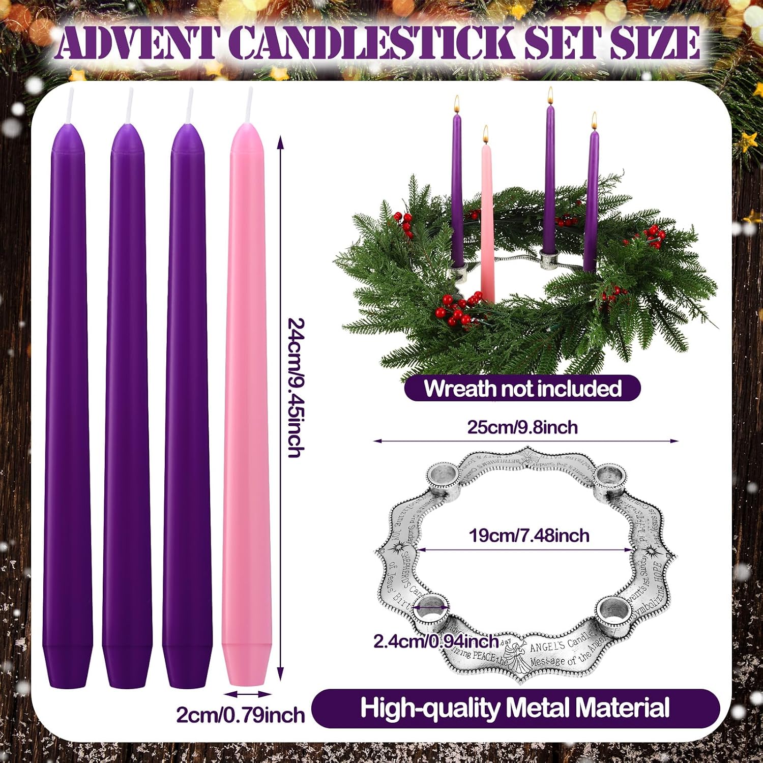 5 Pcs Advent Candle Holder Set Nativity Christmas Centerpiece Religious Decoration Metal Advent Candle Holder and