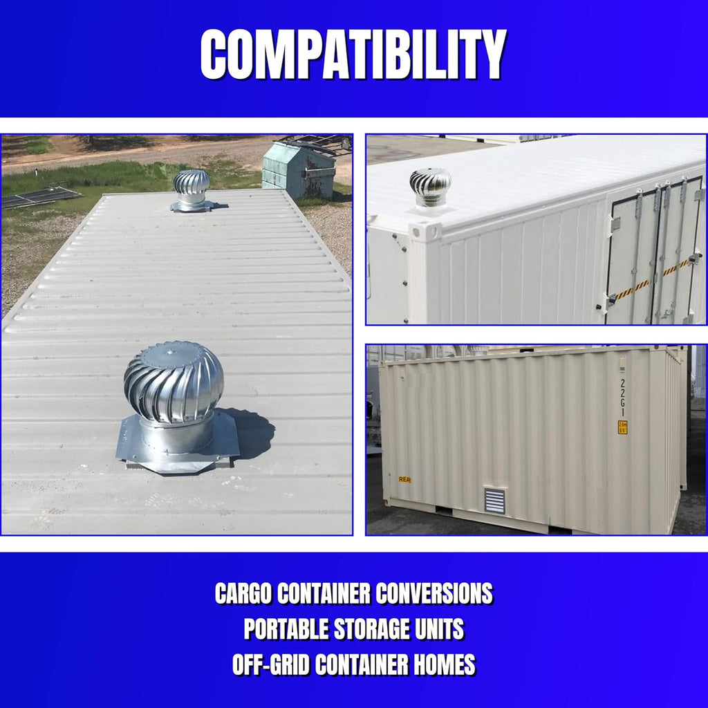 8 Inch Shipping Container Roof Vent Adapter 8" for Whirlybird Turbines, Round Chimney Caps and Corrugated Roof Window