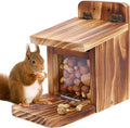 Wooden Squirrel Feeder Box, Sturdy Squirrel Feeding House with Thickness 1.5CM Wood, No Assembly Required, for