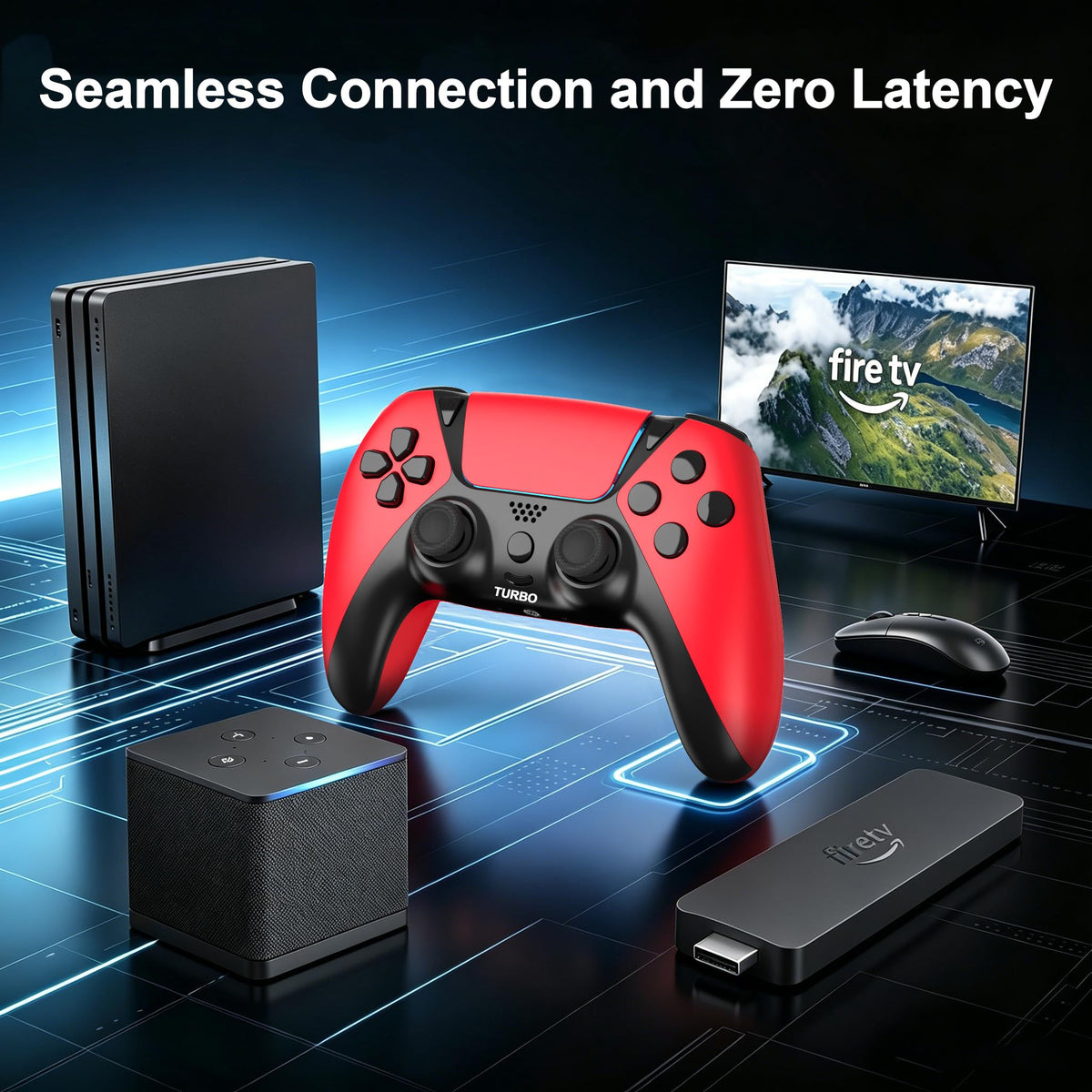 Alternative for Luna Controller for Fire TV Stick, Wireless Turbo Gamepad with ALPS Joysticks No Drift for Cloud