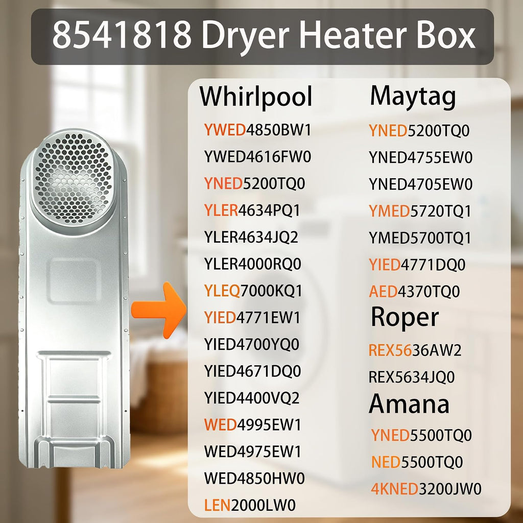 8541818 WP8541818 Dryer Heater Box for Whirlpool/Maytag MEDC415EW0