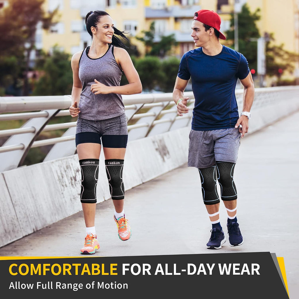 2 Pack Knee Brace, Knee Compression Sleeve Support for Men and Women, Knee Pads for Running, Hiking, Meniscus Tear