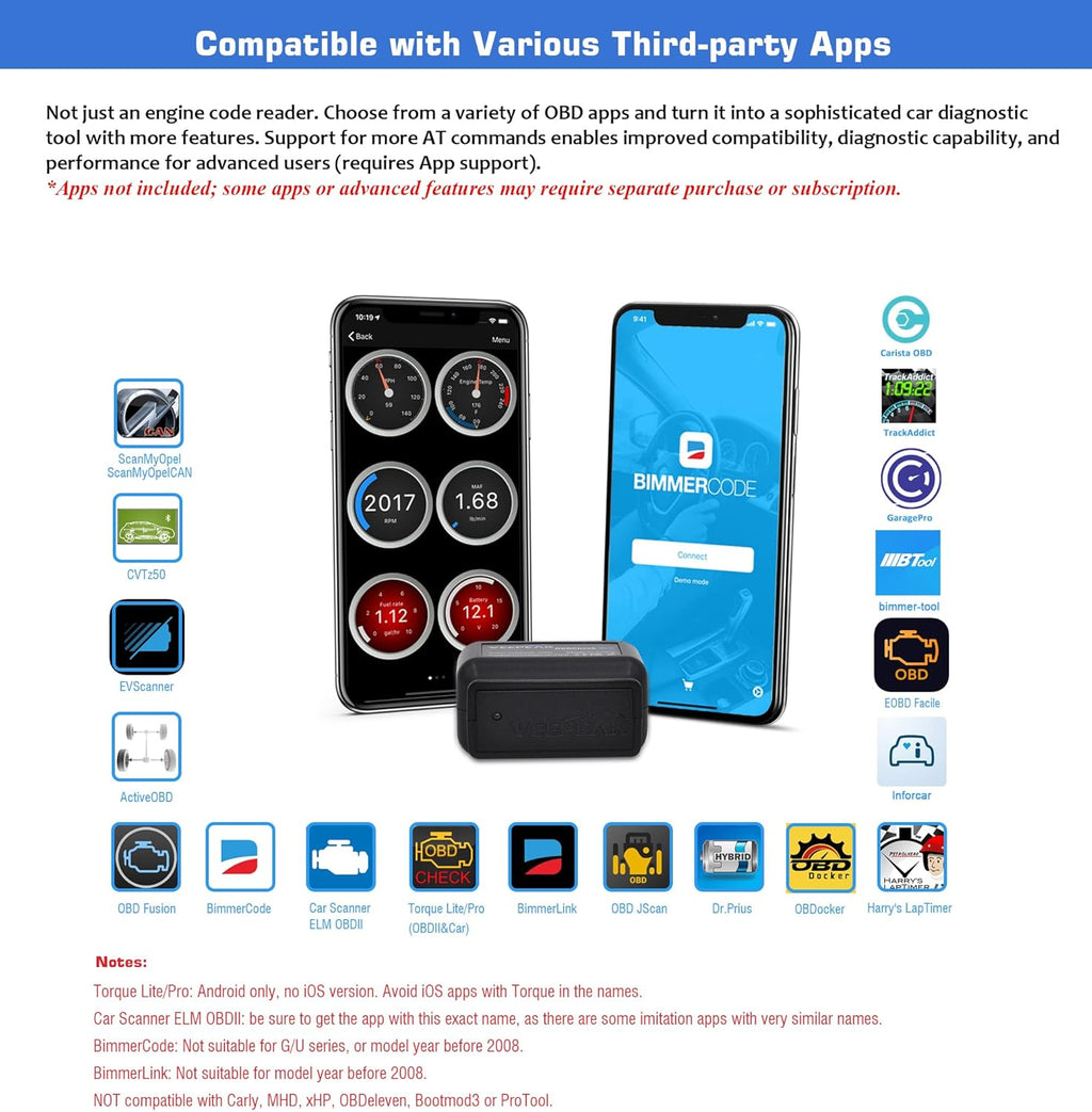 OBDCheck BLE+ Bluetooth OBD II Scanner for iOS & Android, Car Check Engine Code Reader Wireless OBD Diagnostic Scan Tool