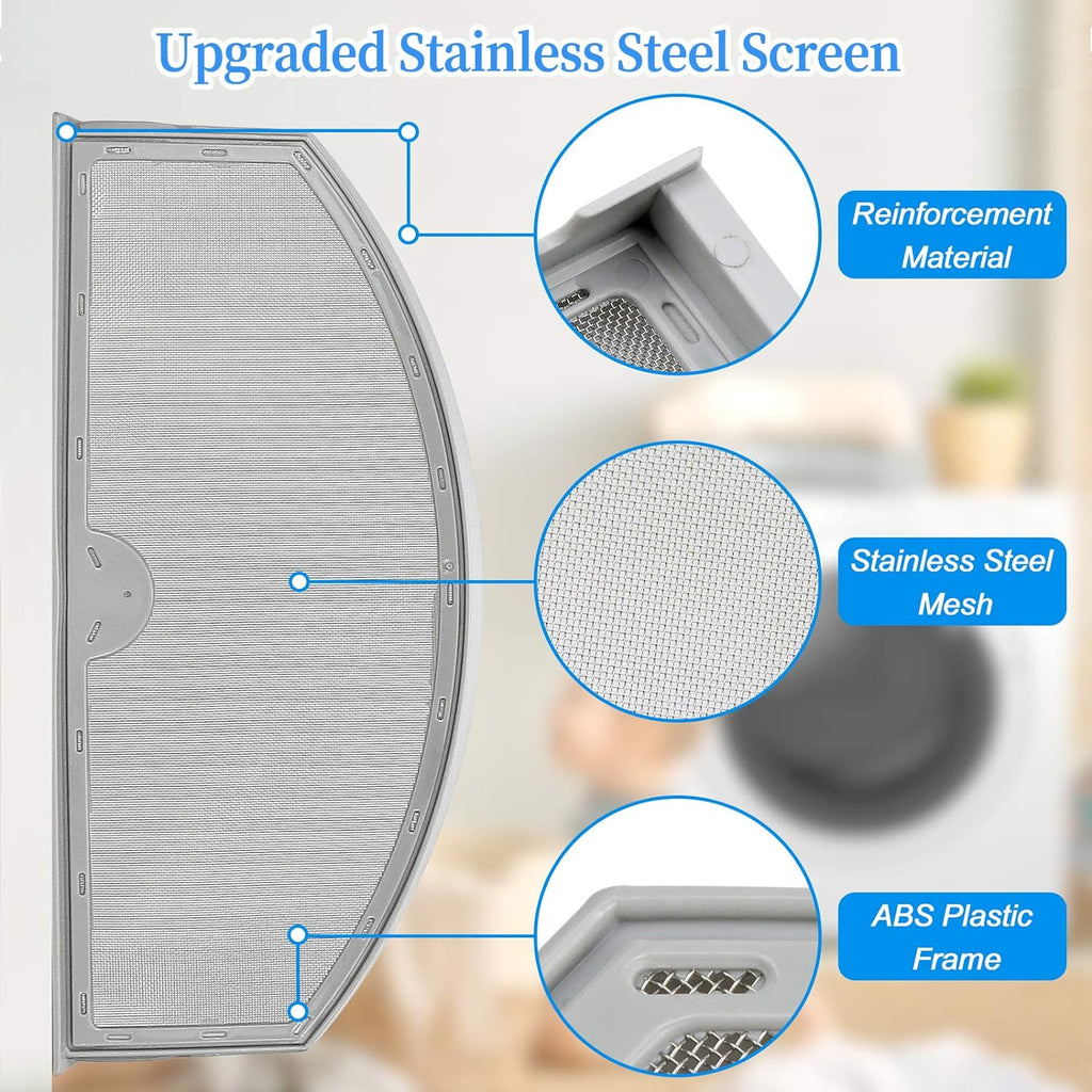 Upgraded WE03X23881 Dryer Lint Trap Replacement for GE Dryer Filter, GTD65EBSJ3WS GTD33EASK0WW GTD42EASJ2WW GTD42GASJ2WW GTD45EASJ2WS PS11763056 Stainless Steel Metal Screen with Cleaner Kit Brush