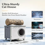 Outdoor Cat House Weatherproof Elevated with Escape Door & Cushion