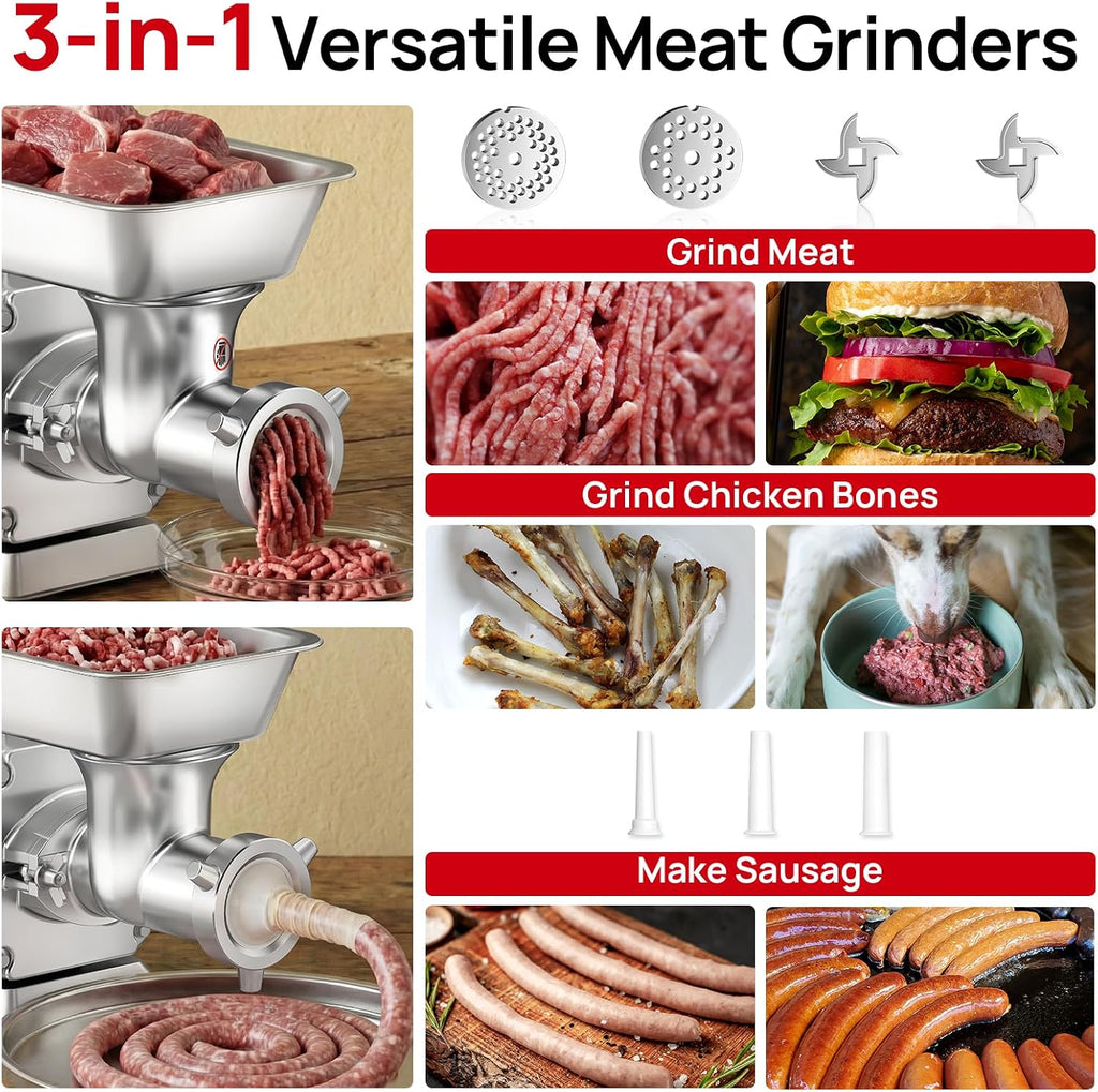 #12 Electric Meat Grinder, 1.5 HP 1100W, for Home & Commercial Use