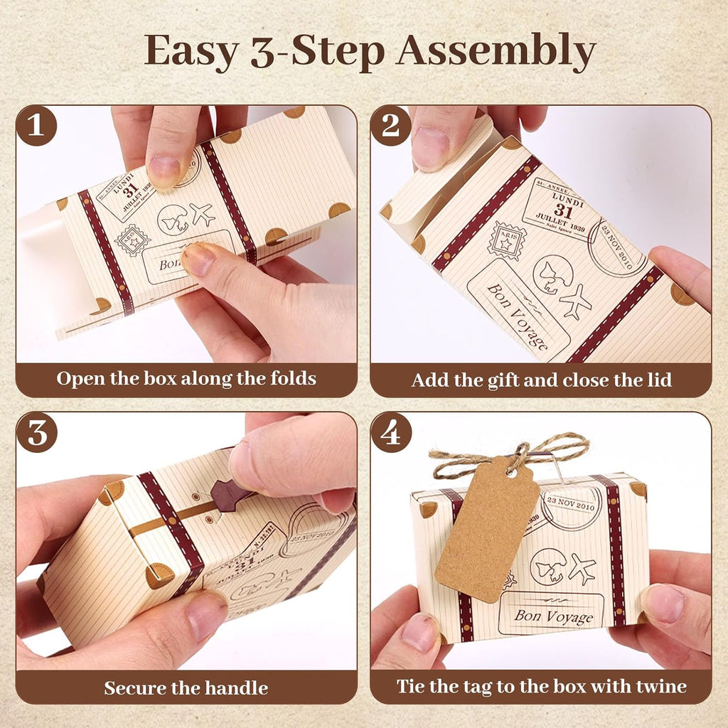 50 PCS Mini Suitcase Party Favor Box, 3x2x1.2 Small Gift Box
