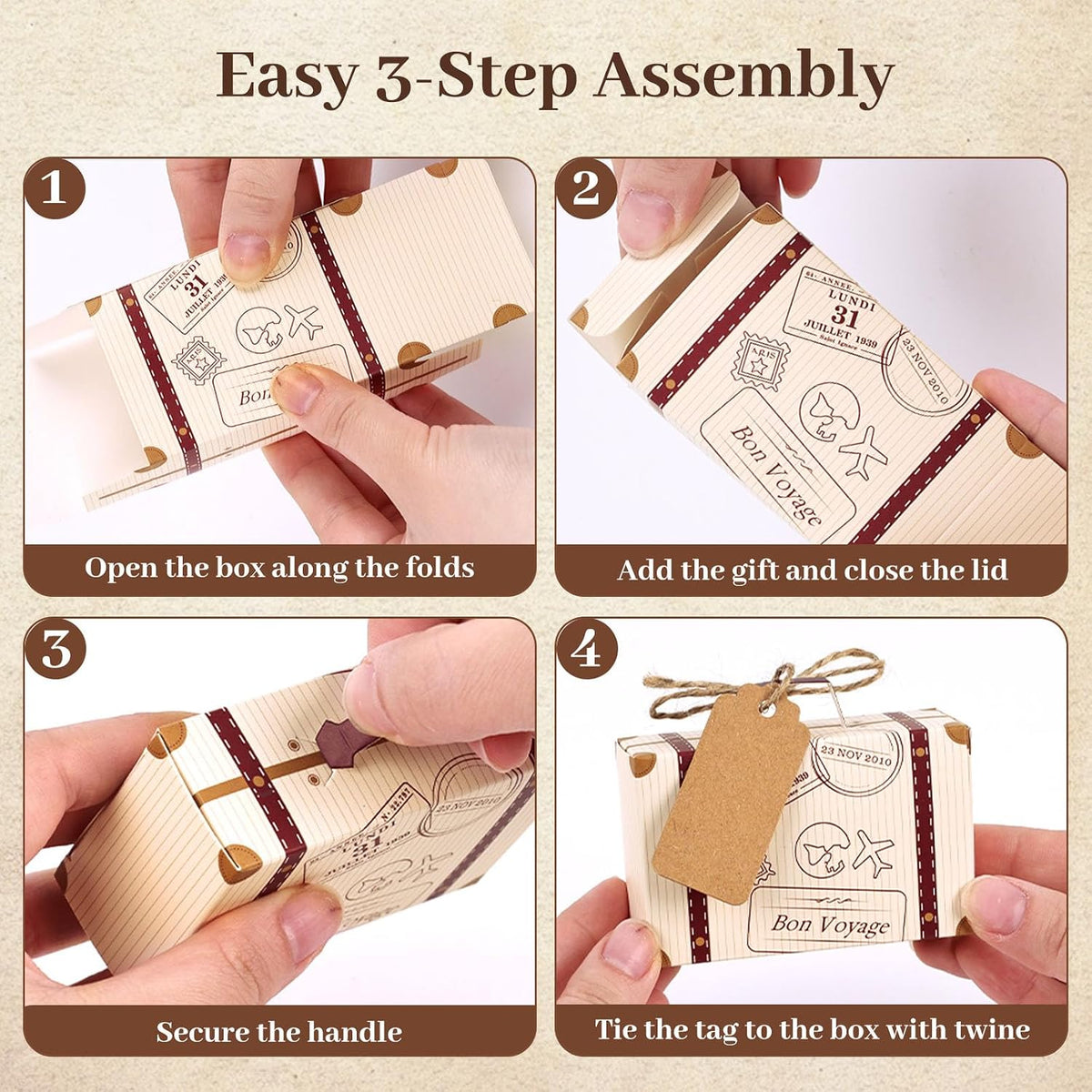 50 PCS Mini Suitcase Party Favor Box, 3x2x1.2 Small Gift Box