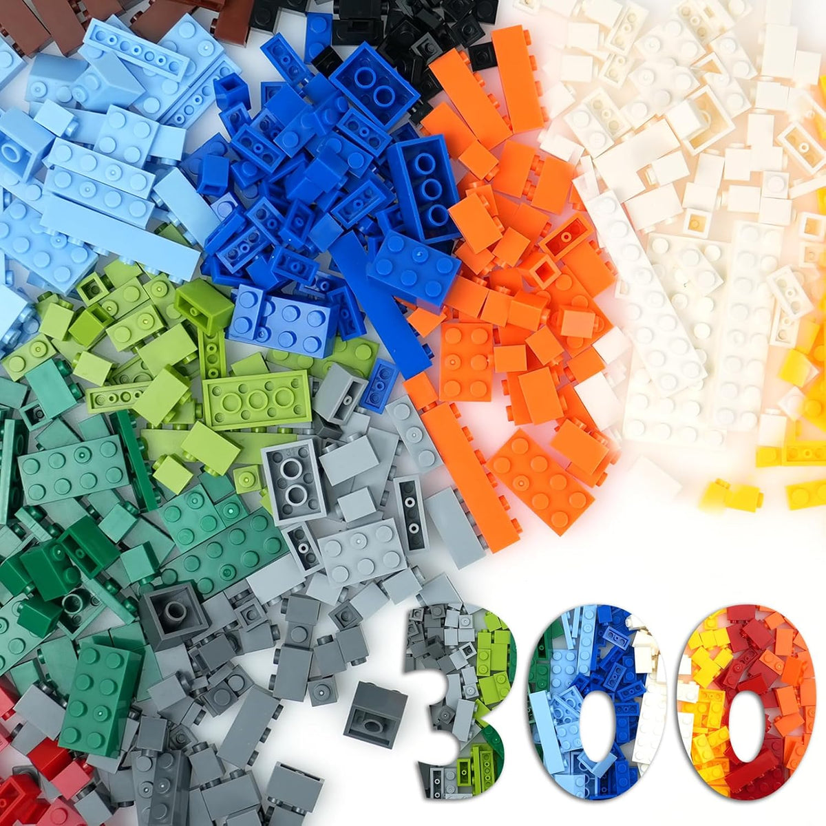 Classic Building Bricks, 300PCS Basic Bulk Blocks in Radom Color