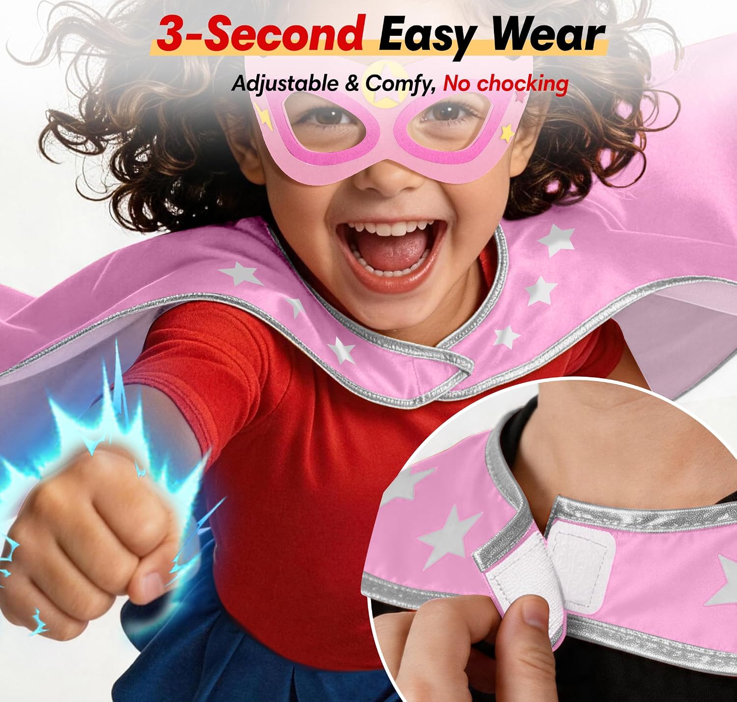 Star Superhero-Cape and Mask for Kids, Super-Hero-Costumes for Girls Boys Dress Up Toys Birthday Gifts