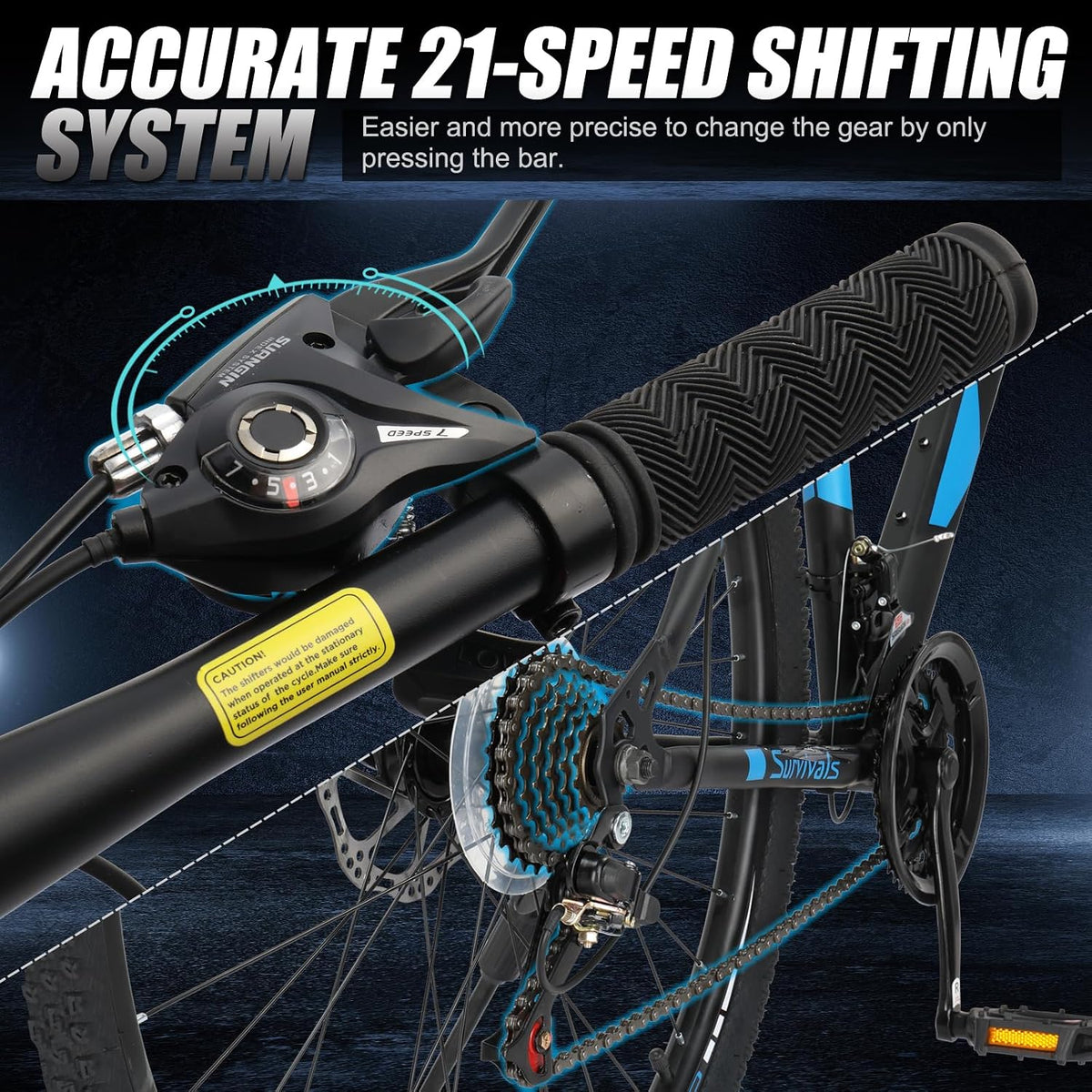 26/27.5" Mountain Bike 21 Speed Bikes for Adults, Men & Women Mountain Bike with High Carbon Steel Frame, All-Terrain