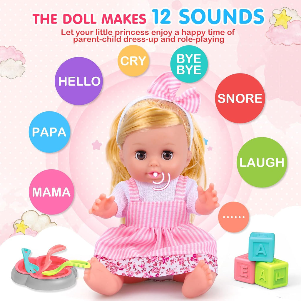Baby Care Doll Toys Set, 36PCS Dolls Playset, Hair Salon Pretend Play Toddler Doll Toys Incl 14'' Baby Dolls Toy