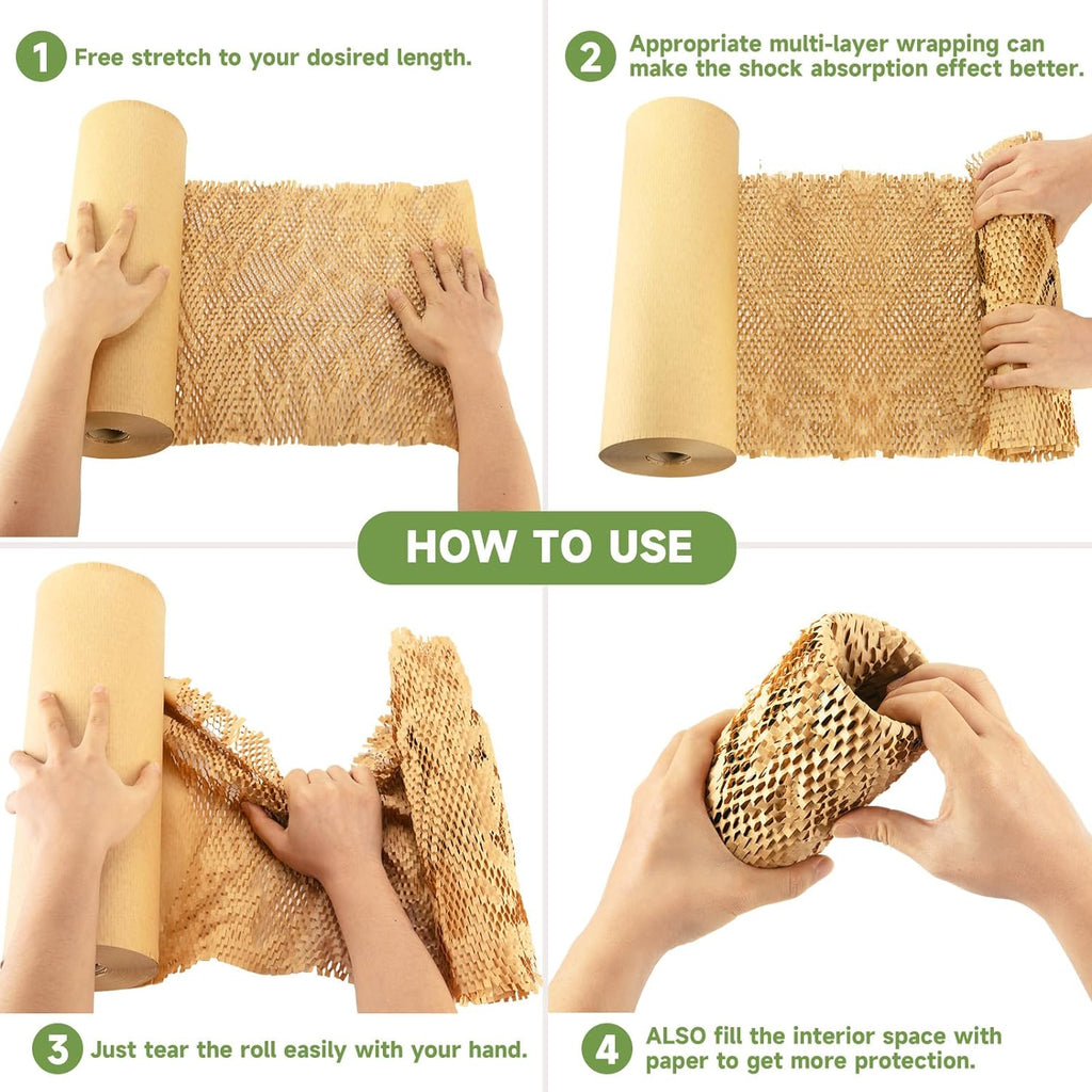 Honeycomb Packing Paper Wrap 15''x328', Substitute Alternative for Bubble Cushioning Wrap for Moving Shipping