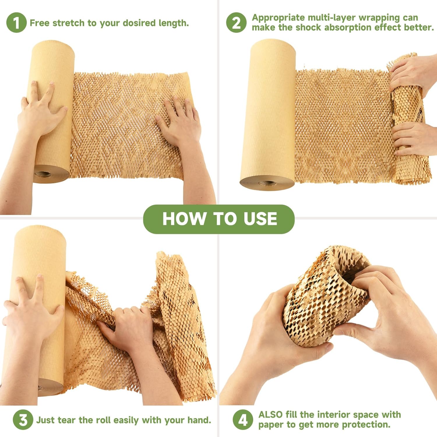 Honeycomb Packing Paper Wrap 15''x328', Substitute Alternative for Bubble Cushioning Wrap for Moving Shipping