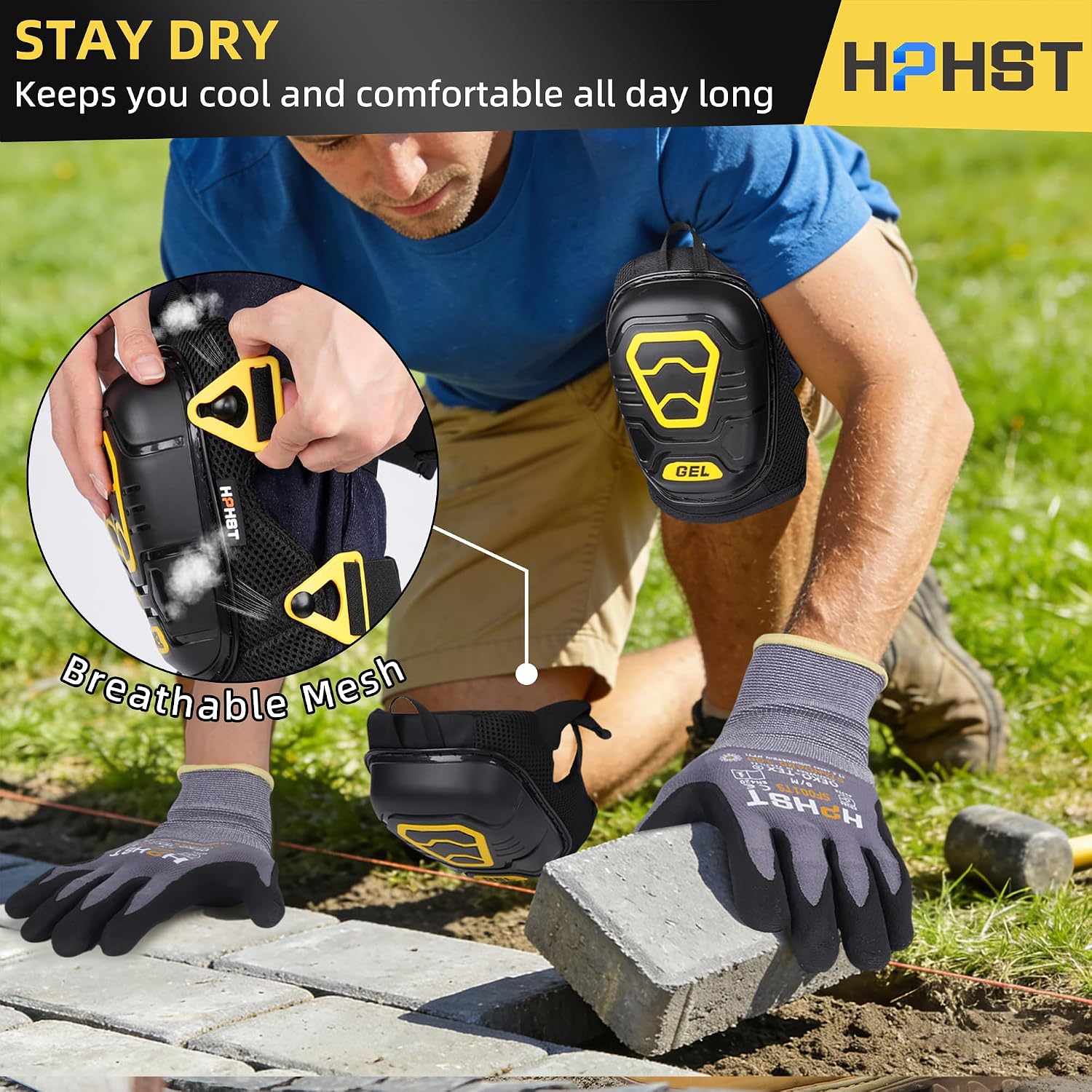 Professional Heavy-Duty Work Knee Pads with Gel & Foam Cushion – Slip-Resistant Support for Construction, Flooring