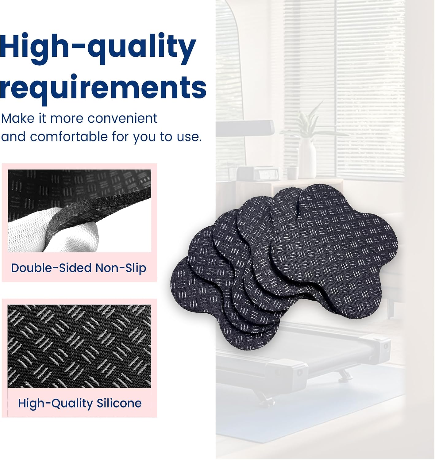 Non-Slip Walking Pad Mat, Treadmill Mat Pad for Carpet Hardwood Floors, Anti Vibration Exercise Equipment Mat for