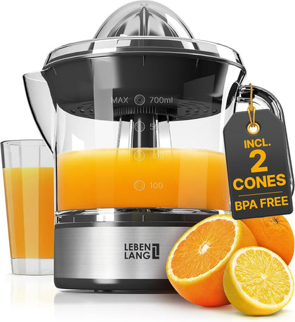 Orange Juicer Electric - 2 cones & BPA-free I High juice yield & Large Volume I 24oz Lemon Juicer Squeezer I Electric