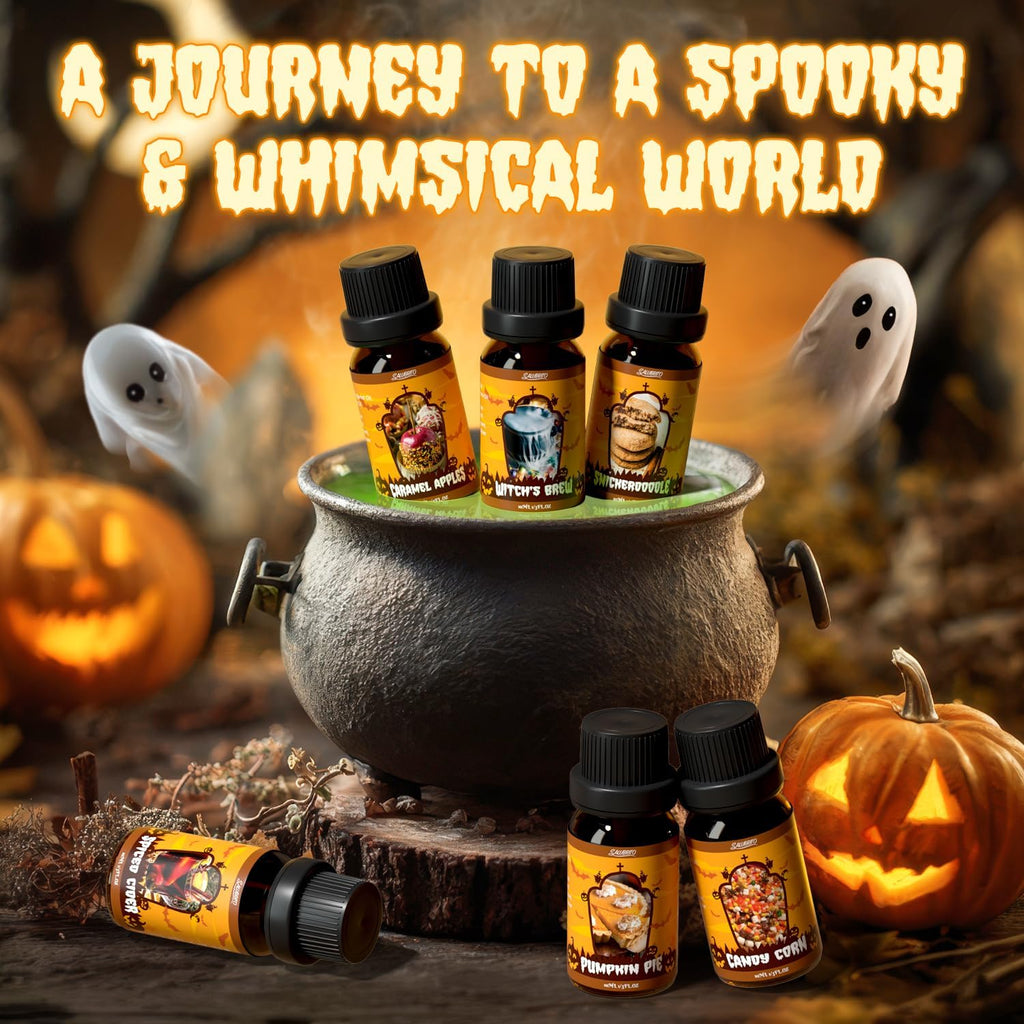 Halloween Fragrance Oils Set, Funny Essential Oils Gift Set for Diffuser, Candle, Soap Making Scents, Pumpkin Pie