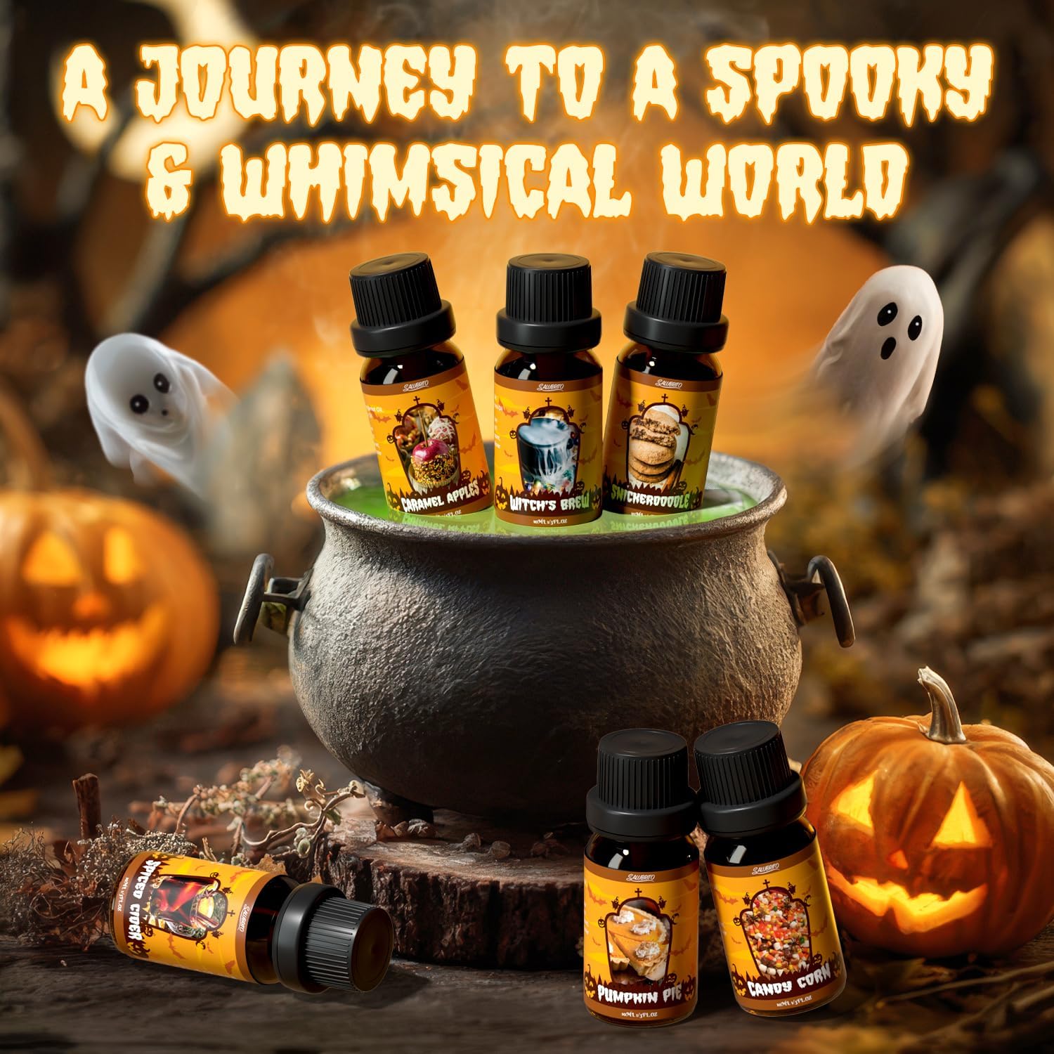 Halloween Fragrance Oils Set, Funny Essential Oils Gift Set for Diffuser, Candle, Soap Making Scents, Pumpkin Pie