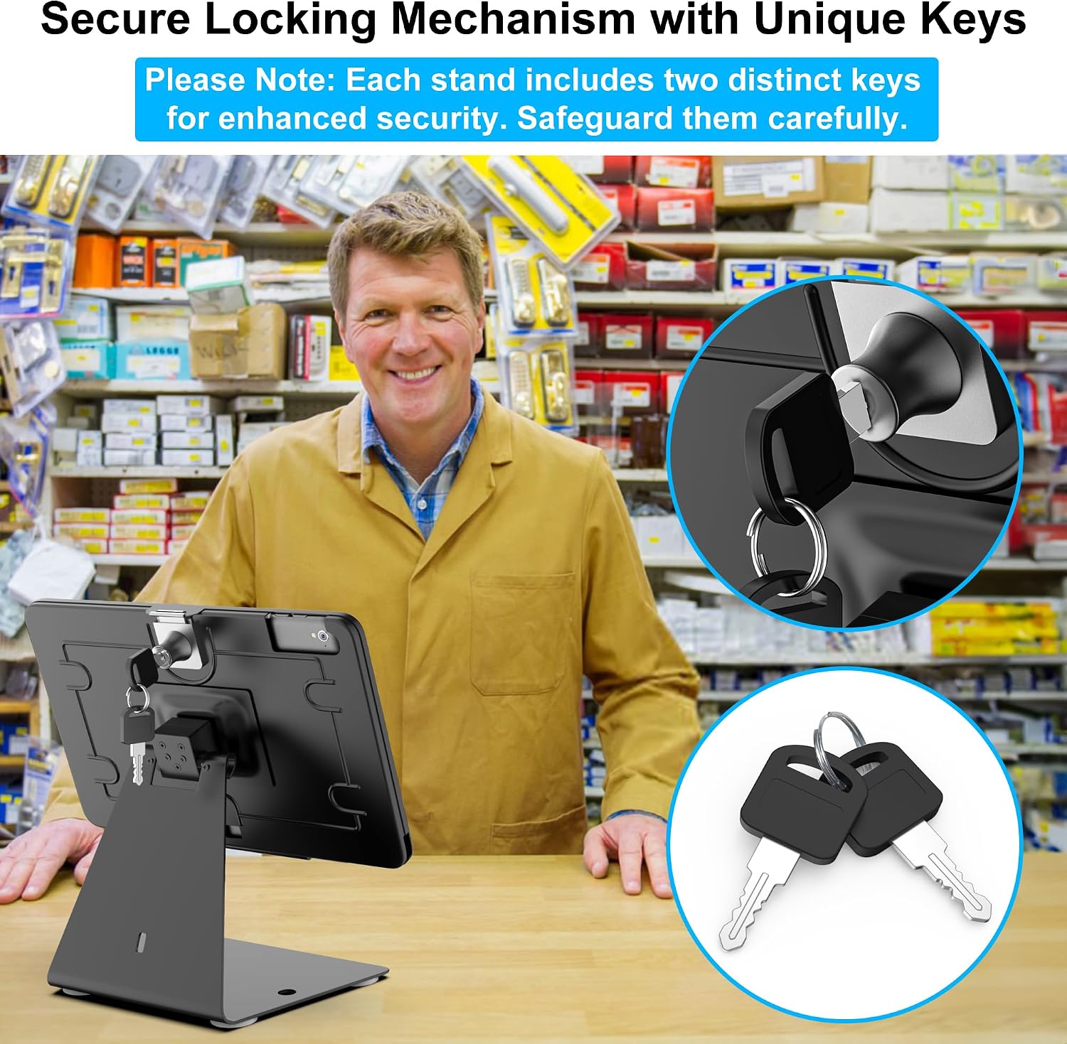 Anti-Theft iPad Kiosk Stand 10.2-Inch (9th/8th/7th Gen) Secure Tablet Mount | Aluminum Locking Countertop Stand with