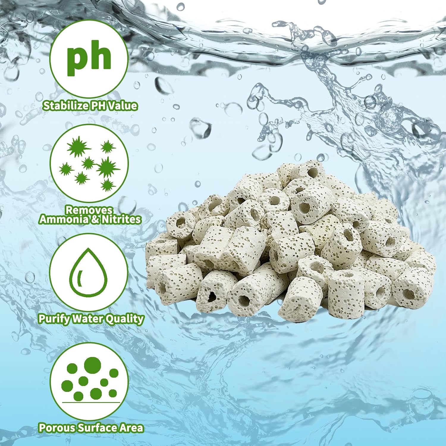4 LB Aquarium Filter Media Bio Balls Ceramic Rings (White) | Aquarium Filter Media with Mesh Bag for Fish Tank and