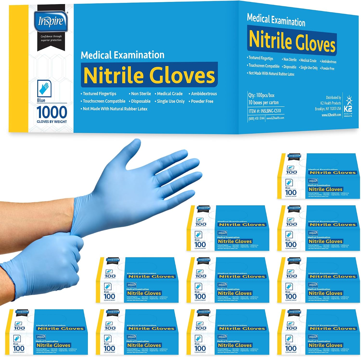 Nitrile Exam Gloves | The Original Quality Stretch Nitrile Light Blue | 4.5 Gloves Disposable Latex Free Medical EMT