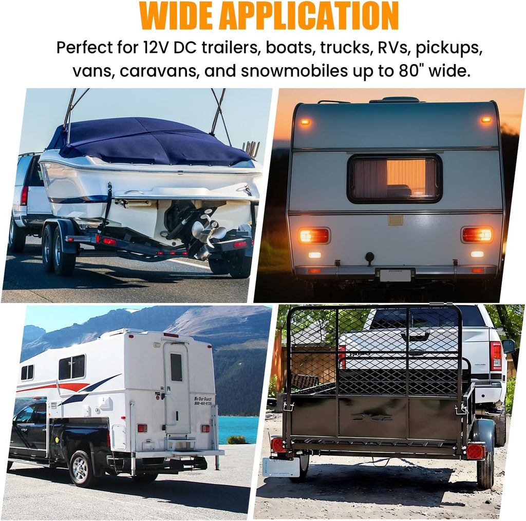 12V LED Trailer Light Kit, Super Bright Submersible Boat Trailer Lights, Utility Brake Turn Tail Lights for Camper