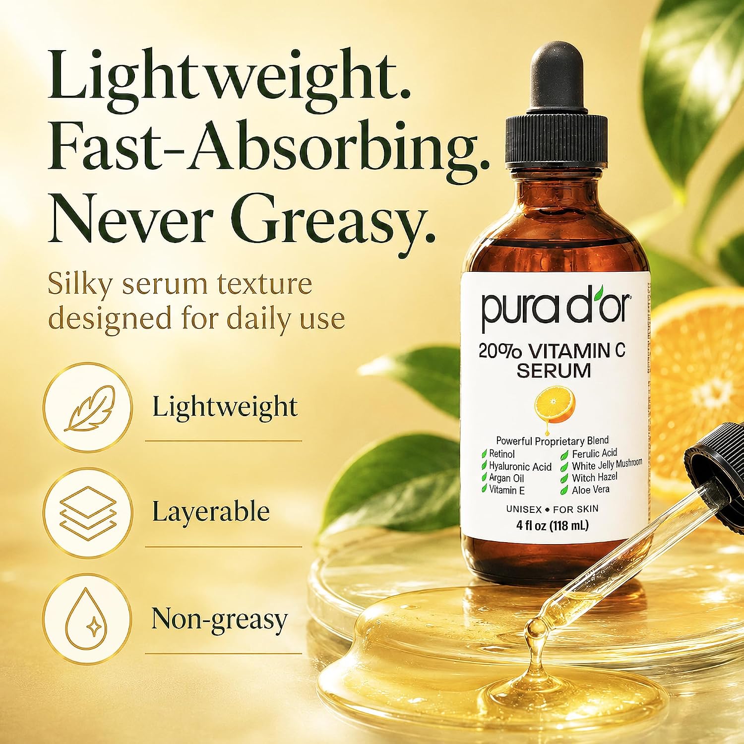 20% Vitamin C Serum for Face, Retinol, Hyaluronic Acid, 4oz