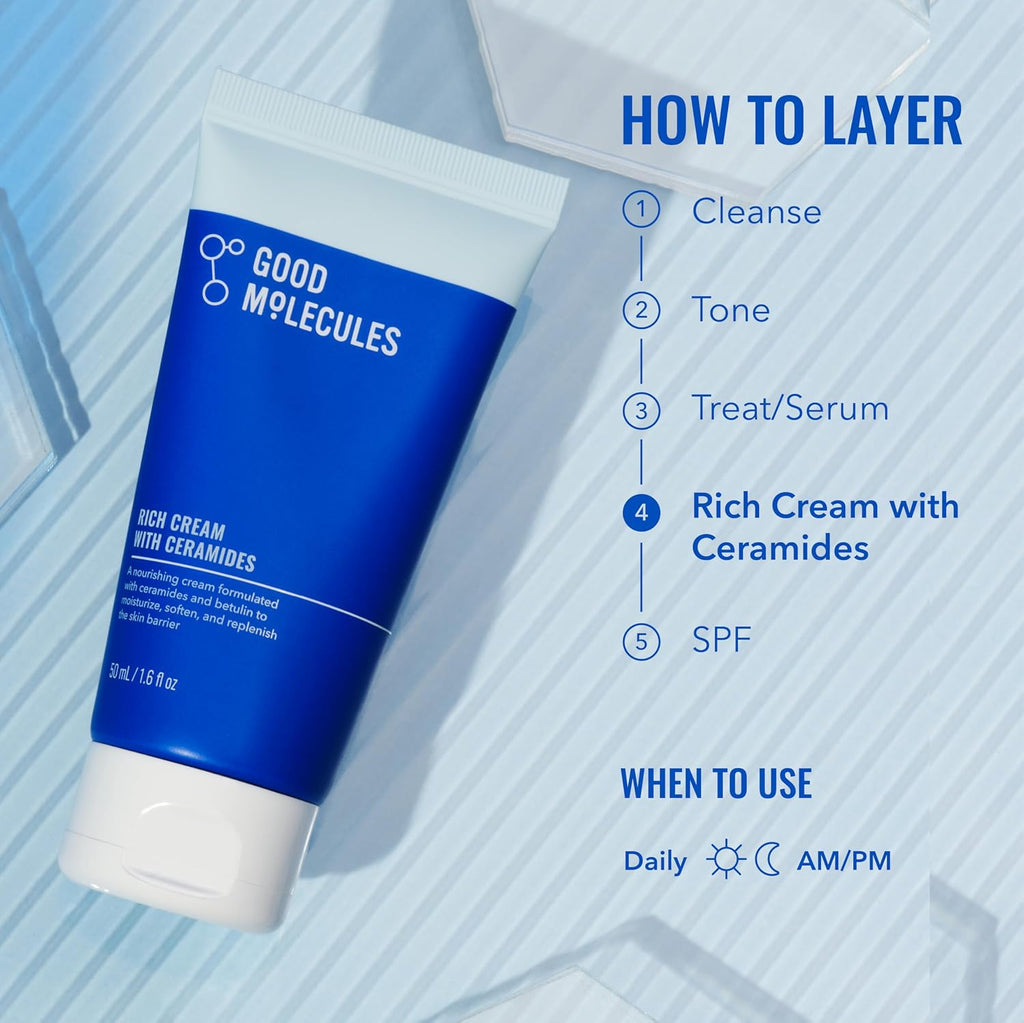 Rich Cream with Ceramides, Face Moisturizer for Dry Skin | Nourishing ceramide cream that moisturizes and softens.