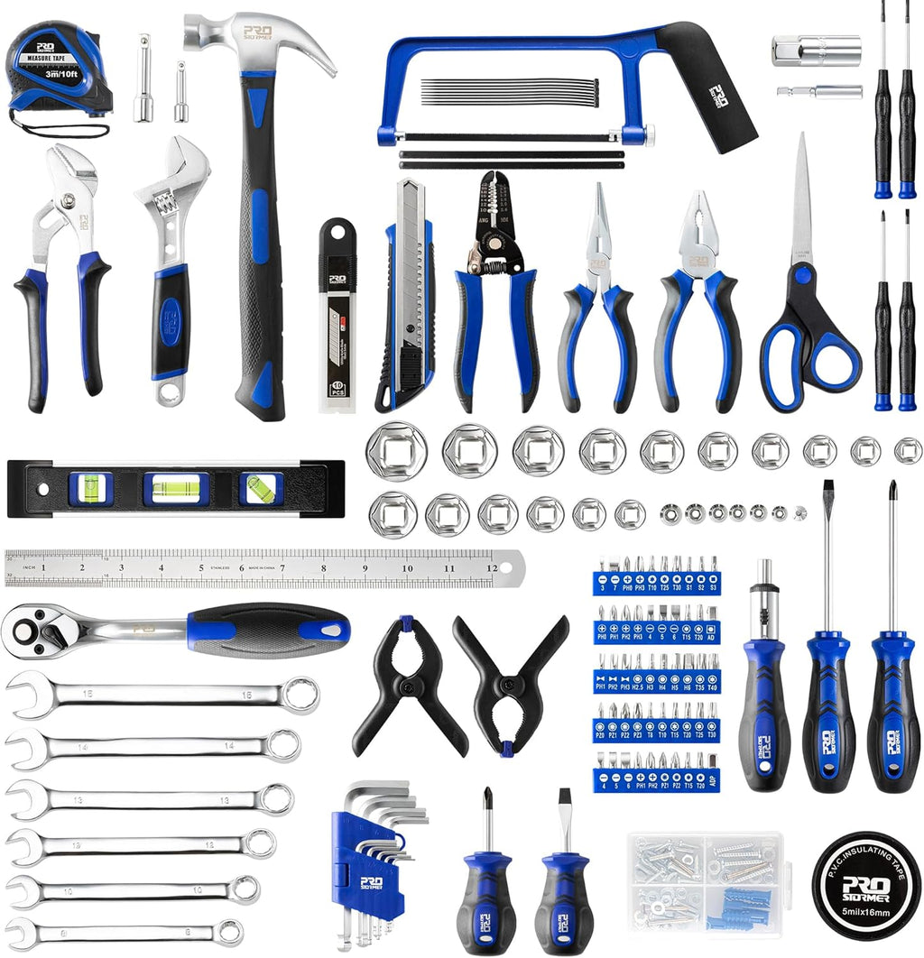 259-Piece Tool Kit, General Household Hand Tool Set with Plastic Storage Toolbox, Portable Complete Repair Tool Box