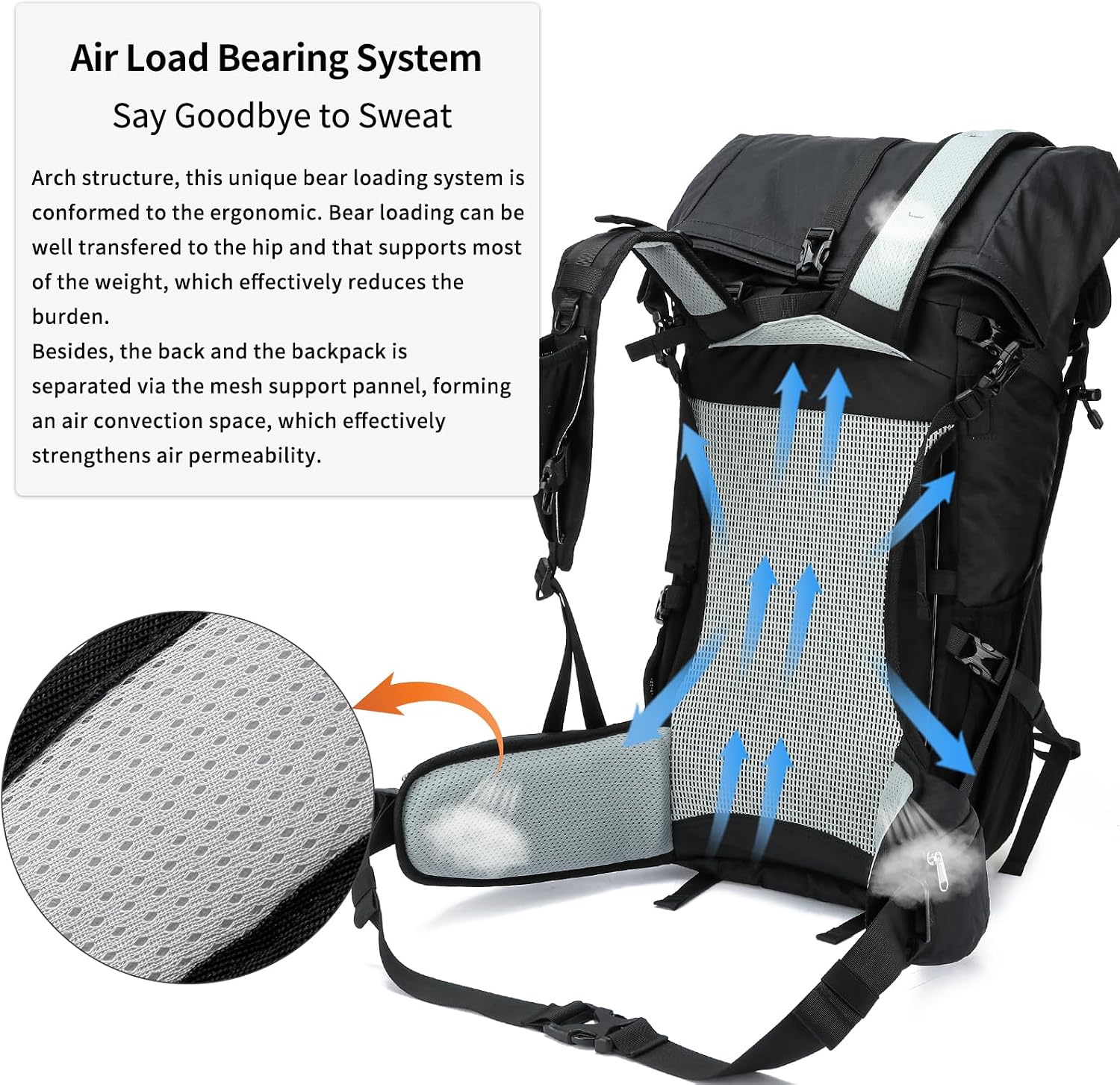 Hiking Backpack,40L to 50L Extra Large Capacity Hiking Bag,Internal Frame Camping Backpack,Upgraded X-PAC Lightweight