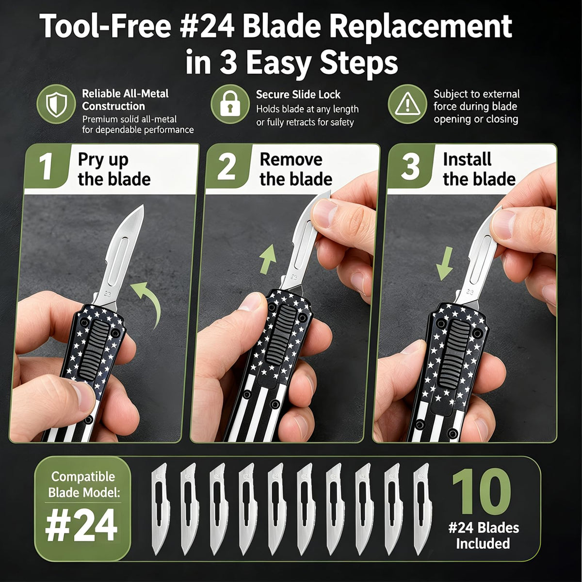 2-In-1 Safety Utility Knife Metal Snap-off blade