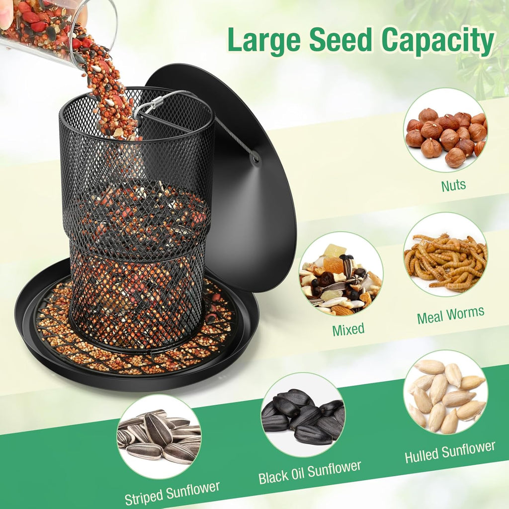 Bird Feeder for Outdoor, 3.6LB All Metal with Roof, Chew Proof