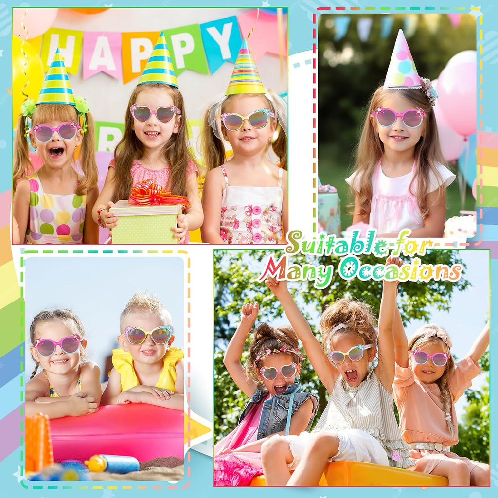 Kids Sunglasses Girls,UV Protection Unicorn Heart Toddler Sunglasses Glasses Pouch for Childrens Party Beach Glasses