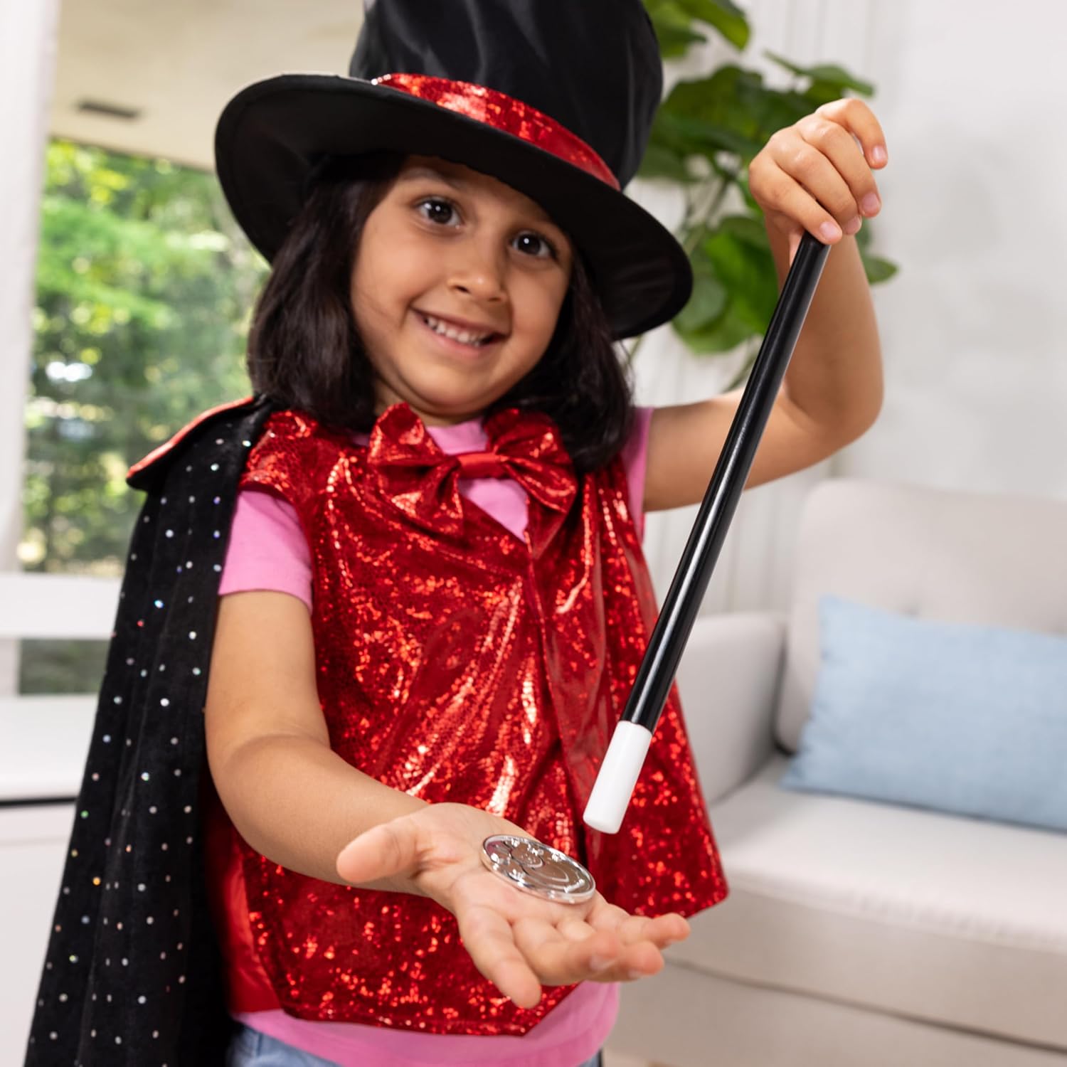 Melissa & Doug Magician Costume Role Play Set - Includes Hat, Cape, Wand, Magic Tricks