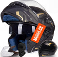 Modular Motorcycle Helmet, DOT Approved Full Face Flip Up Helmet with Dual Visor & Drop-Down Sun Visor, Anti-Fog